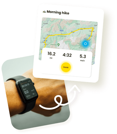 A smart watch tracking a hike